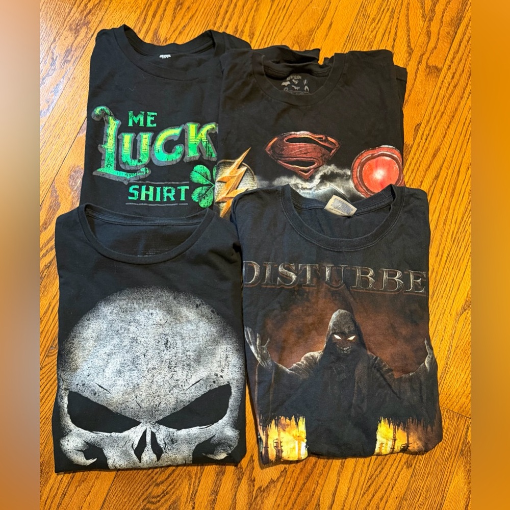 (4) Men's Black Graphic T-Shirts Size 2XL